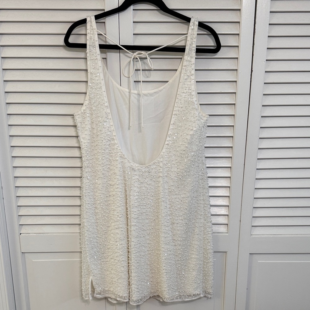 Abercrombie & Fitch White Beaded Mini Dress - Picture 13 of 15